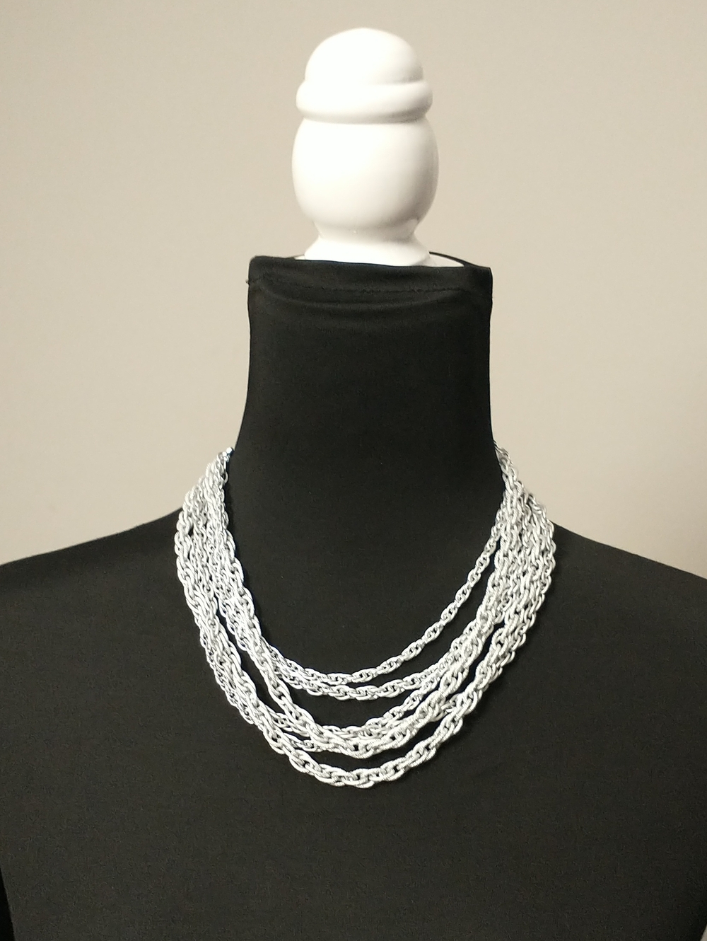 Silver Multi-Strand Rope Chain Necklace - Women Jewelry